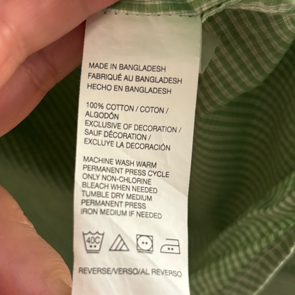 IZOD Green Check Long Sleeve Casual Button Down Mens Size Medium Cotton - Picture 5 of 5